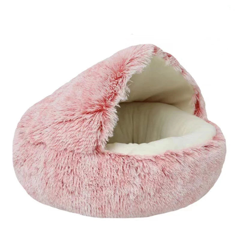 Cat Bed Pet Mattress Warm Soft Plush Pet Bed with Cover Round Cat Dog Sleeping Nest Cave for Small Dogs kitten