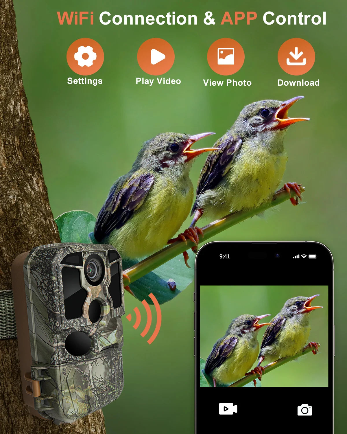 Trail Camera WiFi 4K 48MP Infrared Night Vision 0.05s Motion Activated Trigger Wildlife Photo Traps IP67 Waterproof Wild Camera