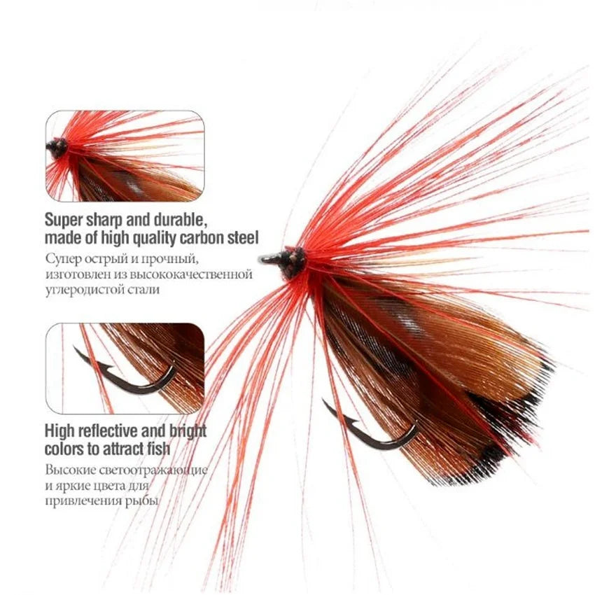 Trout Fly Fishing Flies Collection 32-112Pcs Flies Dry Wet Nymph Streamers Fly Assortment with Fly Box lure kits
