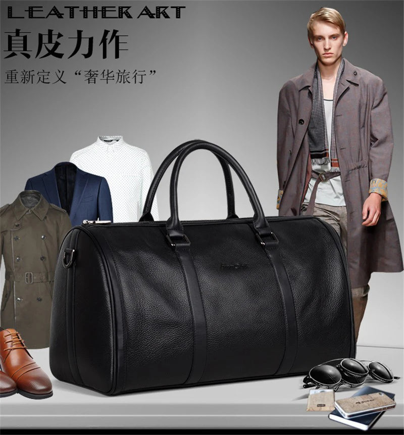 MUNUKI Vintage Crazy Horse Genuine Leather Travel bag