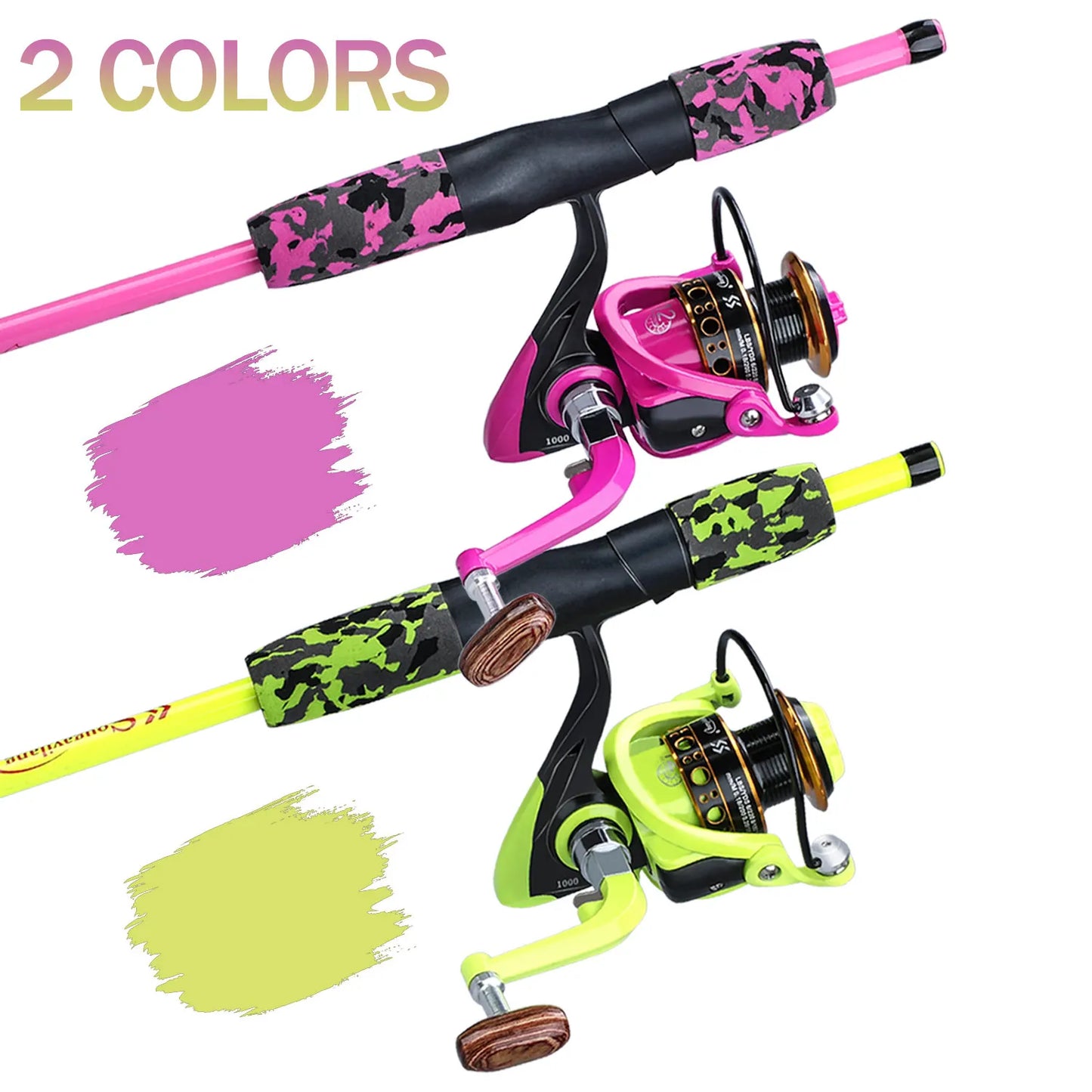 Sougayilang Portable 5 Sections Fishing Rod Combo Fishing Rod and 1000 -3000 Series Spinning Reel Set