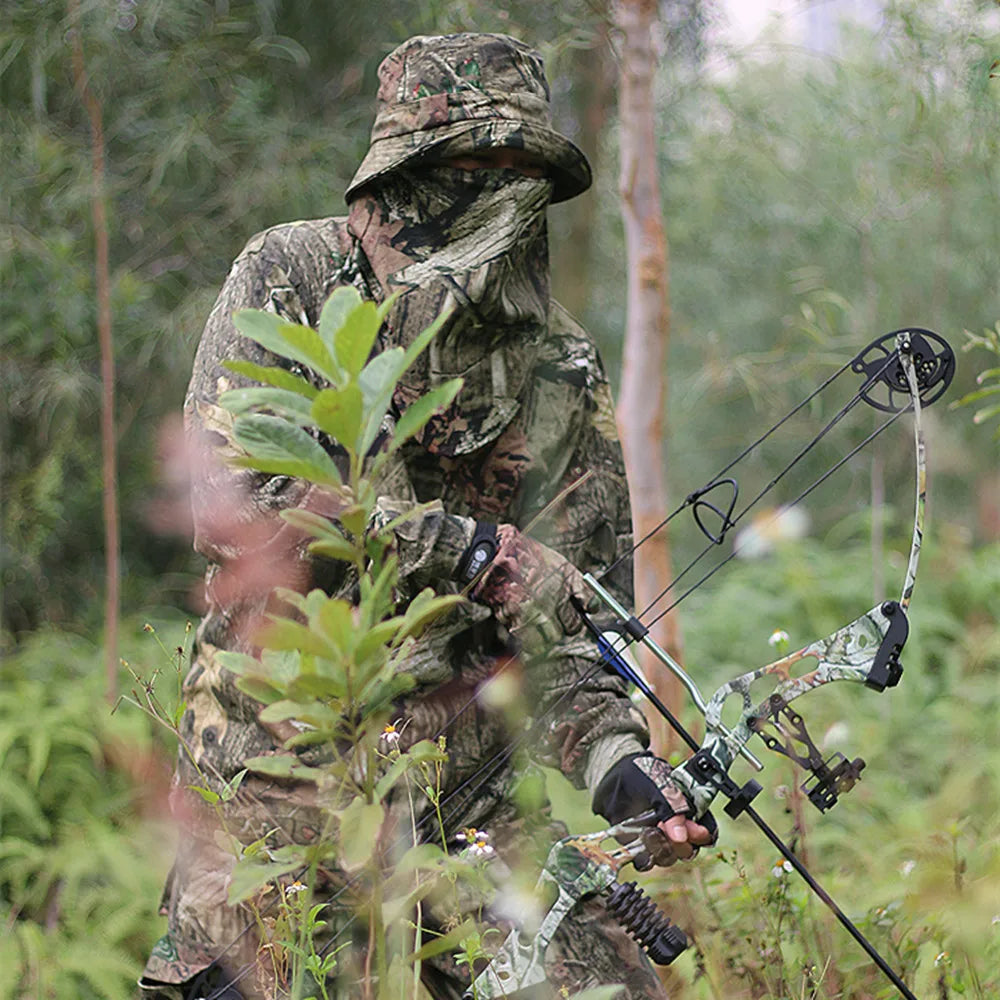 Spring Summer Bionic Camouflage Hunting Fishing Suit Outdoor Breathable Ghillie Suit Long Sleeve T-Shirt Wearable Jungle Suit