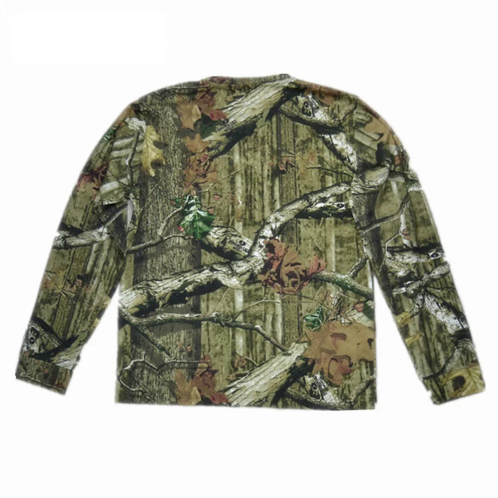 Spring Summer Bionic Camouflage Hunting Fishing Suit Outdoor Breathable Ghillie Suit Long Sleeve T-Shirt Wearable Jungle Suit