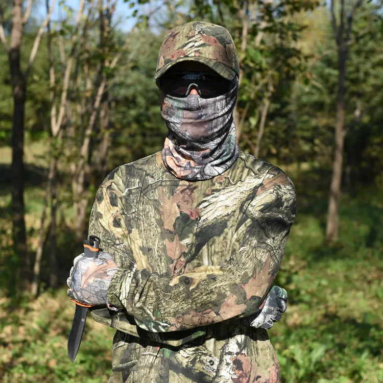 Spring Summer Bionic Camouflage Hunting Fishing Suit Outdoor Breathable Ghillie Suit Long Sleeve T-Shirt Wearable Jungle Suit