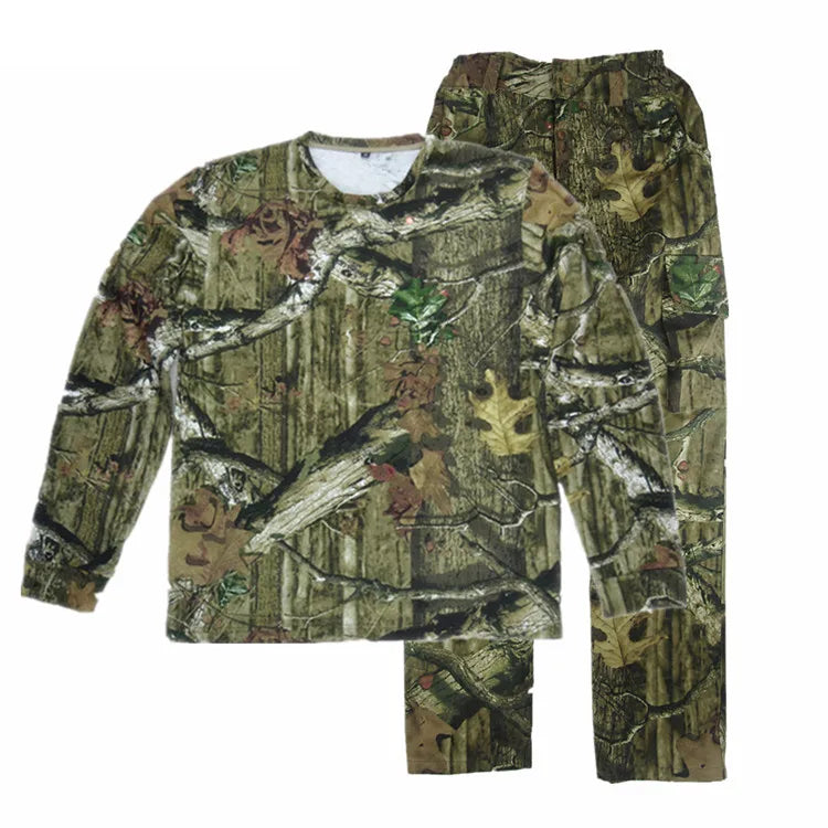 Spring Summer Bionic Camouflage Hunting Fishing Suit Outdoor Breathable Ghillie Suit Long Sleeve T-Shirt Wearable Jungle Suit