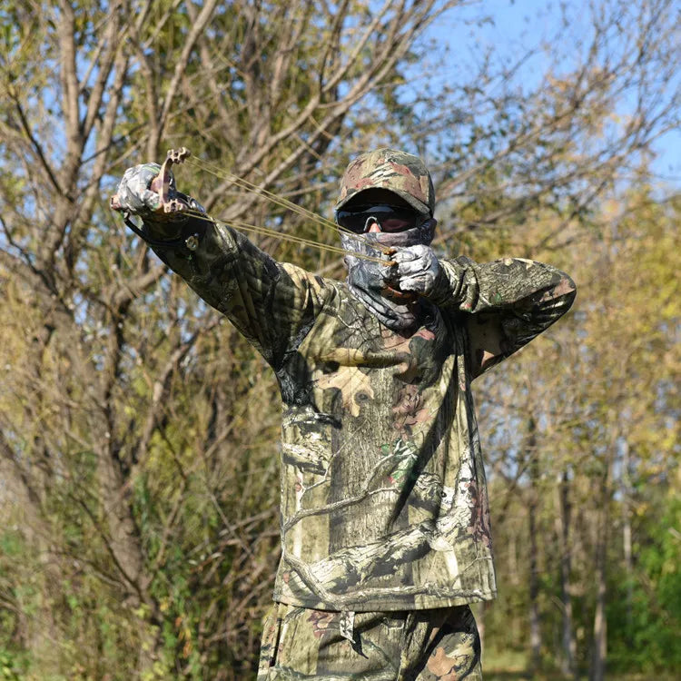 Spring Summer Bionic Camouflage Hunting Fishing Suit Outdoor Breathable Ghillie Suit Long Sleeve T-Shirt Wearable Jungle Suit