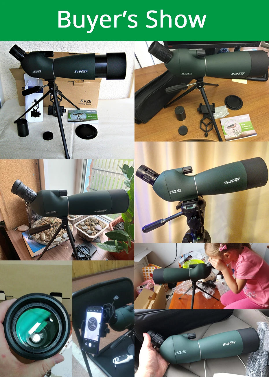 SVBONY 50/60/70/80 Spotting Scope Zoom Telescope Powerful  Waterproof Long Range PORRO Prism for Shooting camping equipment