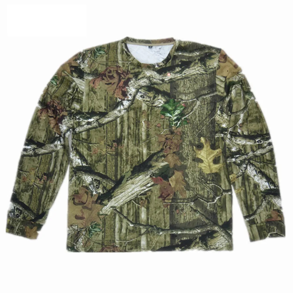 Spring Summer Bionic Camouflage Hunting Fishing Suit Outdoor Breathable Ghillie Suit Long Sleeve T-Shirt Wearable Jungle Suit