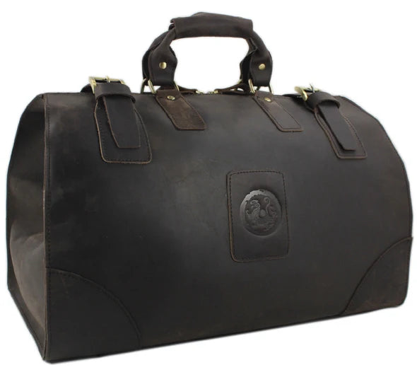 MUNUKI Vintage Crazy Horse Genuine Leather Travel bag