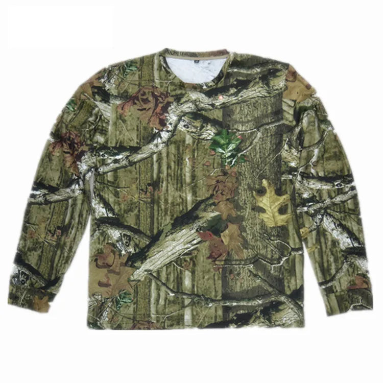 Spring Summer Bionic Camouflage Hunting Fishing Suit Outdoor Breathable Ghillie Suit Long Sleeve T-Shirt Wearable Jungle Suit