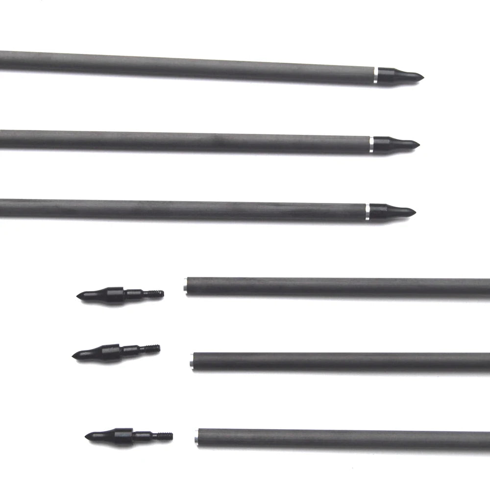 Archery Hunting Mixed Carbon Arrows 28/30/31inch Spine 500 Replaceable ArrowHead Bolts for Compound/Recurve Bow Hunting