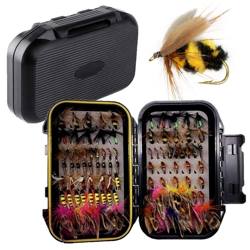 Trout Fly Fishing Flies Collection 32-112Pcs Flies Dry Wet Nymph Streamers Fly Assortment with Fly Box lure kits