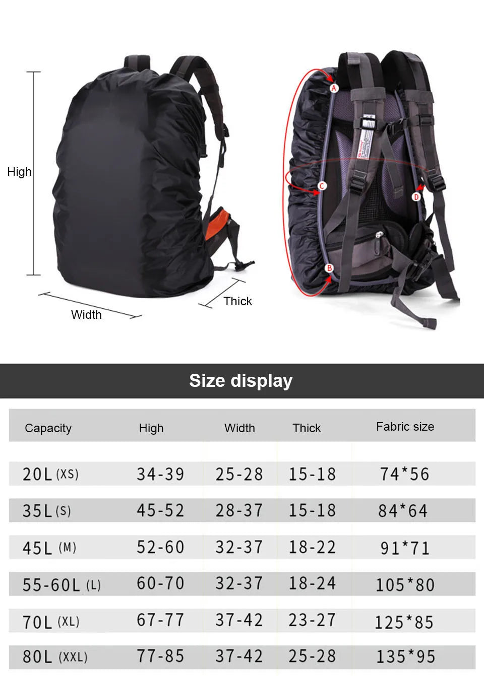 Practical Backpack Rain Shield Waterproof Dustproof Sun-protected Bag Shield Outdoor Camping Hiking Backpack Protective Cover