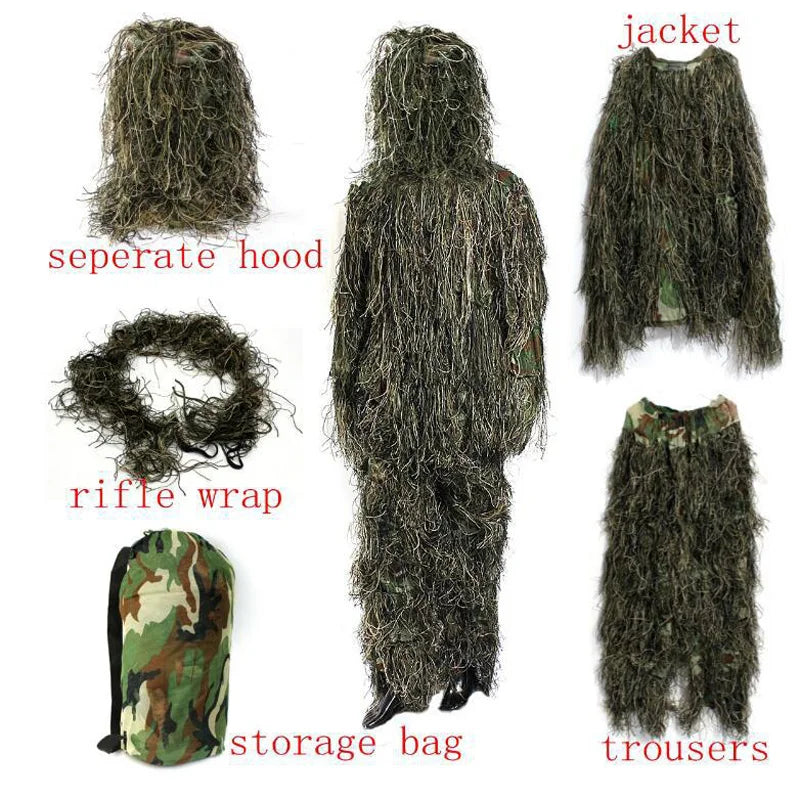 5pcs/set Camouflage Ghillie Suit Yowie Sniper