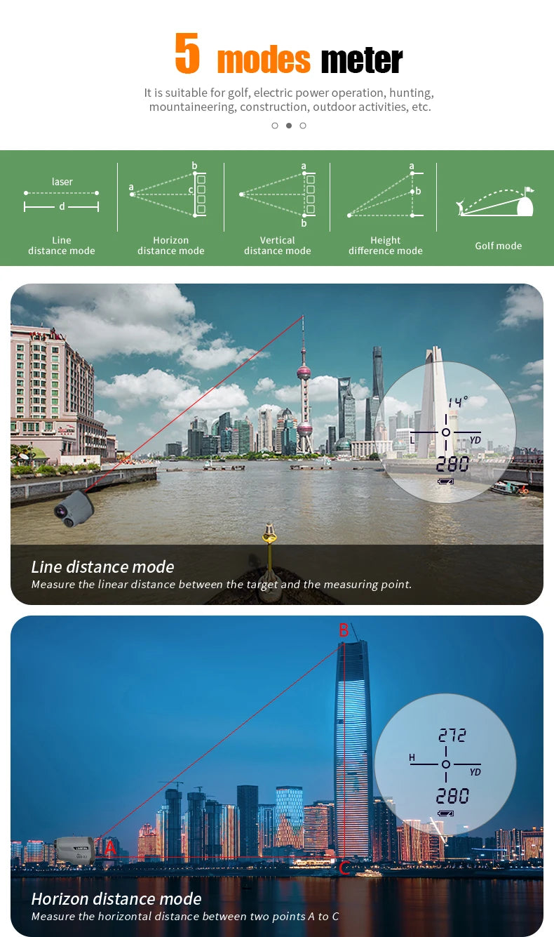 ARTBULL  Laser Rangefinder 1000M 650M Telescope with Flag-Lock Slope Pin Distance Meter for Hunting Monocular