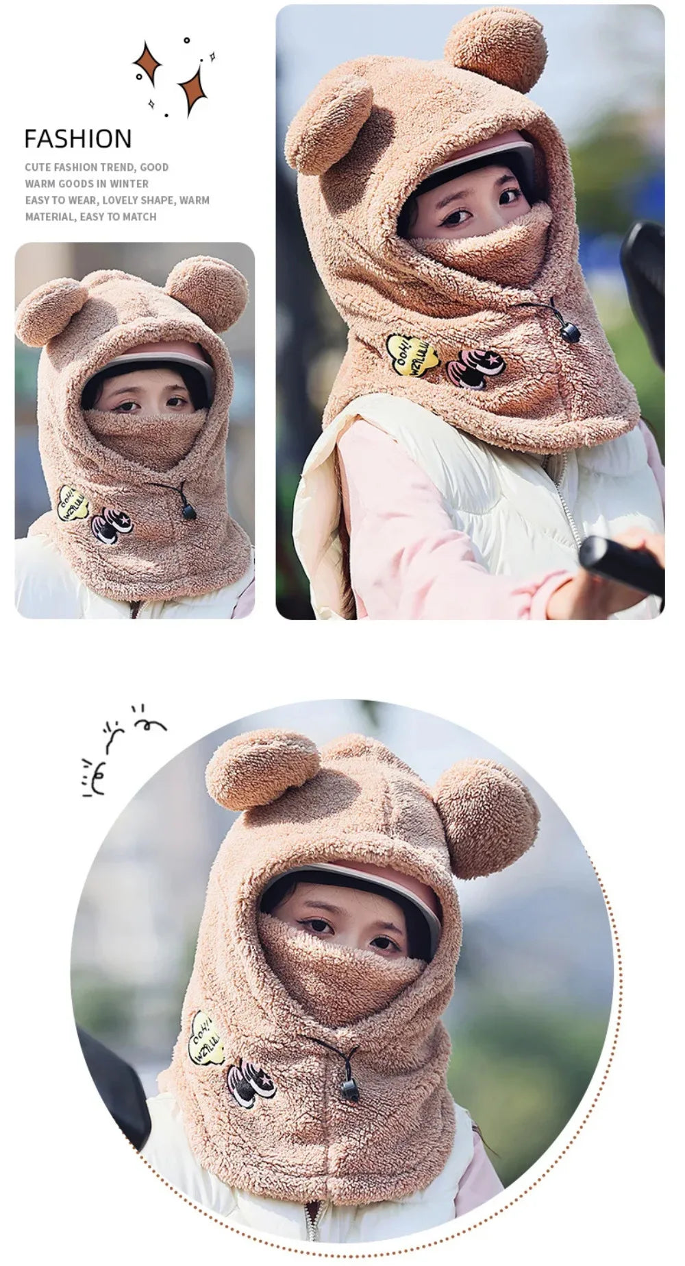 Animal Ear Ski Helmet Cover Bear Cat Ear Skiing Warmer Comfortable Soft Fleece Winter Warm Skiing Head Warmer Ski Accessories