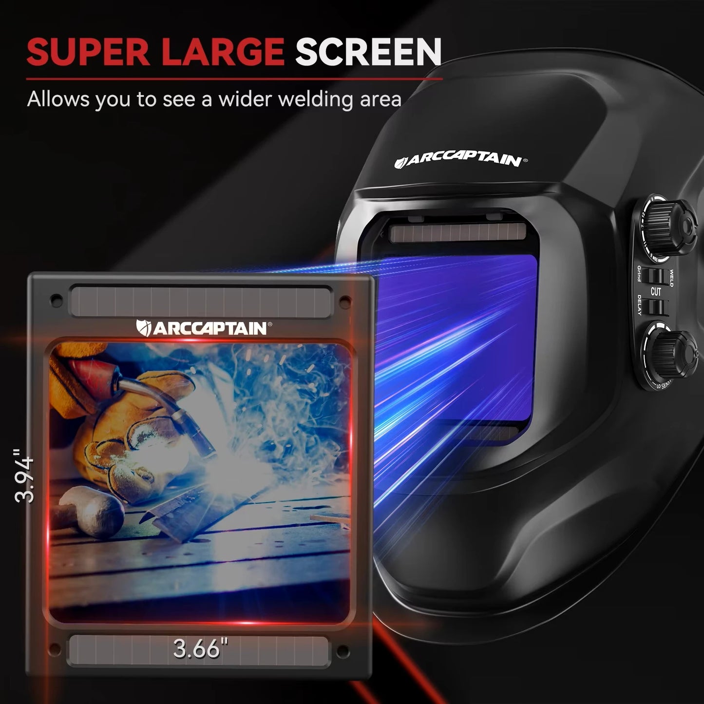 ARCCAPTAIN Welding Helmet Auto Darkening Welding Mask 4 Sensors Solar Cell Powered For TIG MIG ARC Welder