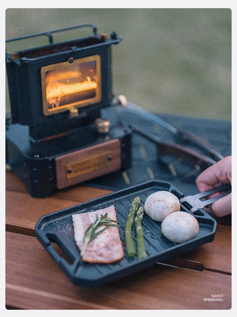 Mini Camping Grill Cast Iron Non-stick