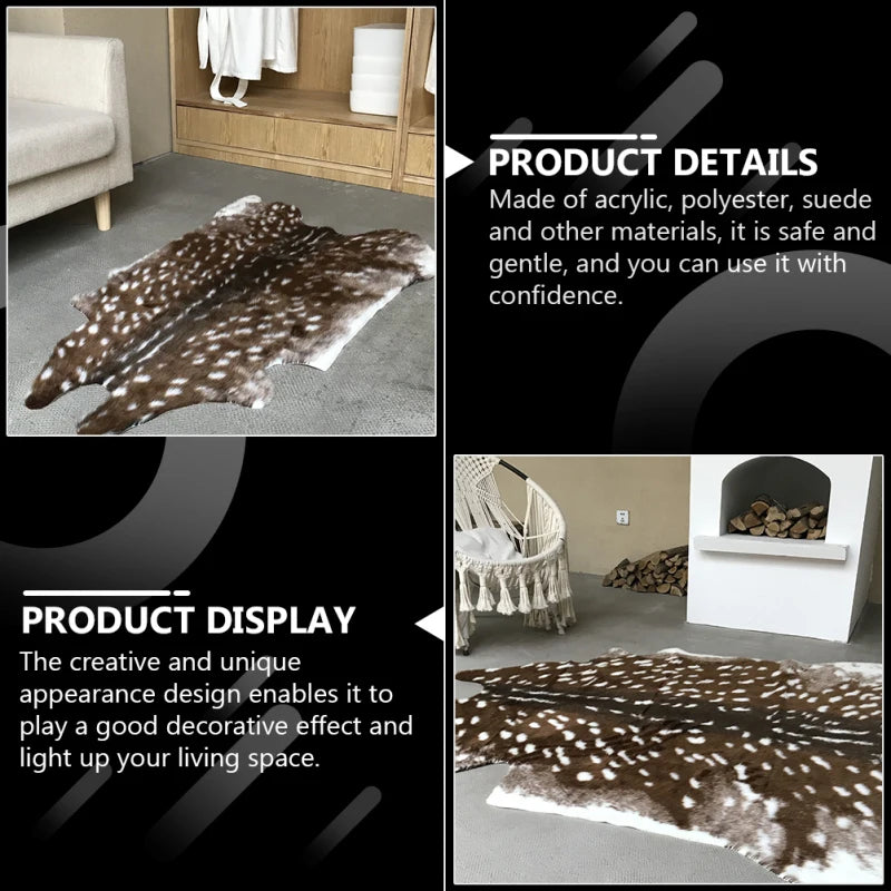 110X90CM Deer Rug Sika Deer Hide Carpet Printed Rug Cow Hides and Skins Rug Cowhide Rug Skin Area Rug Deer Rug for Home
