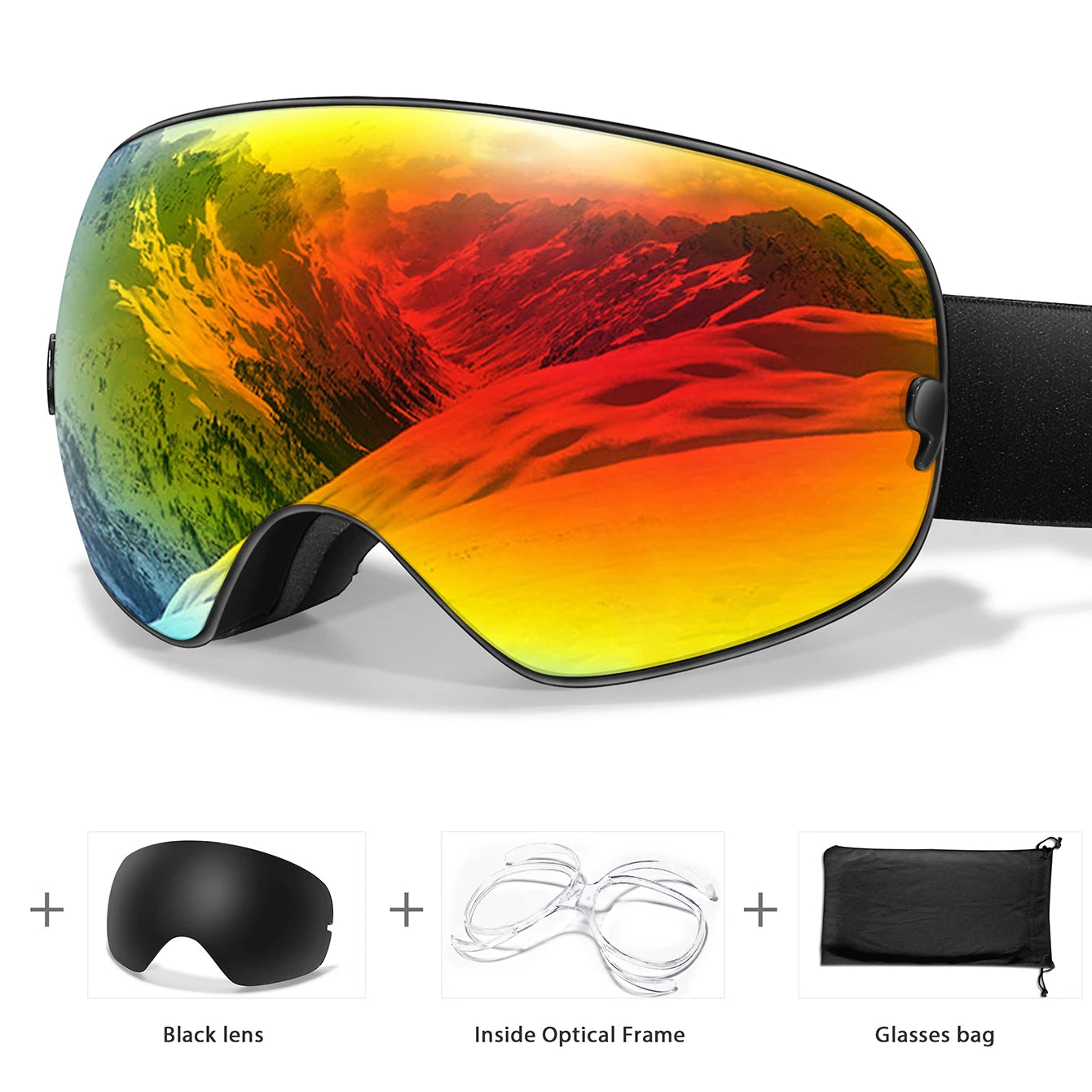Men Women Outdoor Sports Ski goggles Anti-fog Snowboarding Snowmobile Glasses UV400 Charngeable Lens Teen Charistmas Cycling