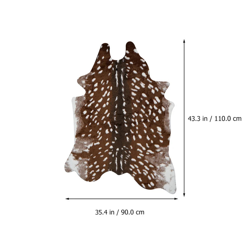 110X90CM Deer Rug Sika Deer Hide Carpet Printed Rug Cow Hides and Skins Rug Cowhide Rug Skin Area Rug Deer Rug for Home