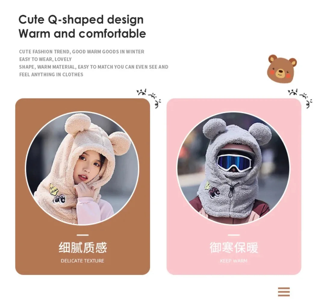 Animal Ear Ski Helmet Cover Bear Cat Ear Skiing Warmer Comfortable Soft Fleece Winter Warm Skiing Head Warmer Ski Accessories