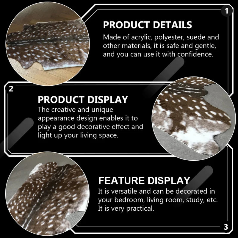 110X90CM Deer Rug Sika Deer Hide Carpet Printed Rug Cow Hides and Skins Rug Cowhide Rug Skin Area Rug Deer Rug for Home