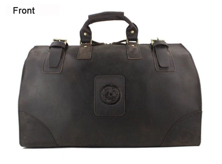 MUNUKI Vintage Crazy Horse Genuine Leather Travel bag