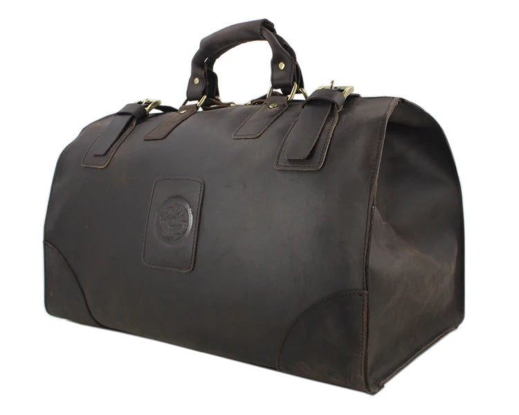 MUNUKI Vintage Crazy Horse Genuine Leather Travel bag