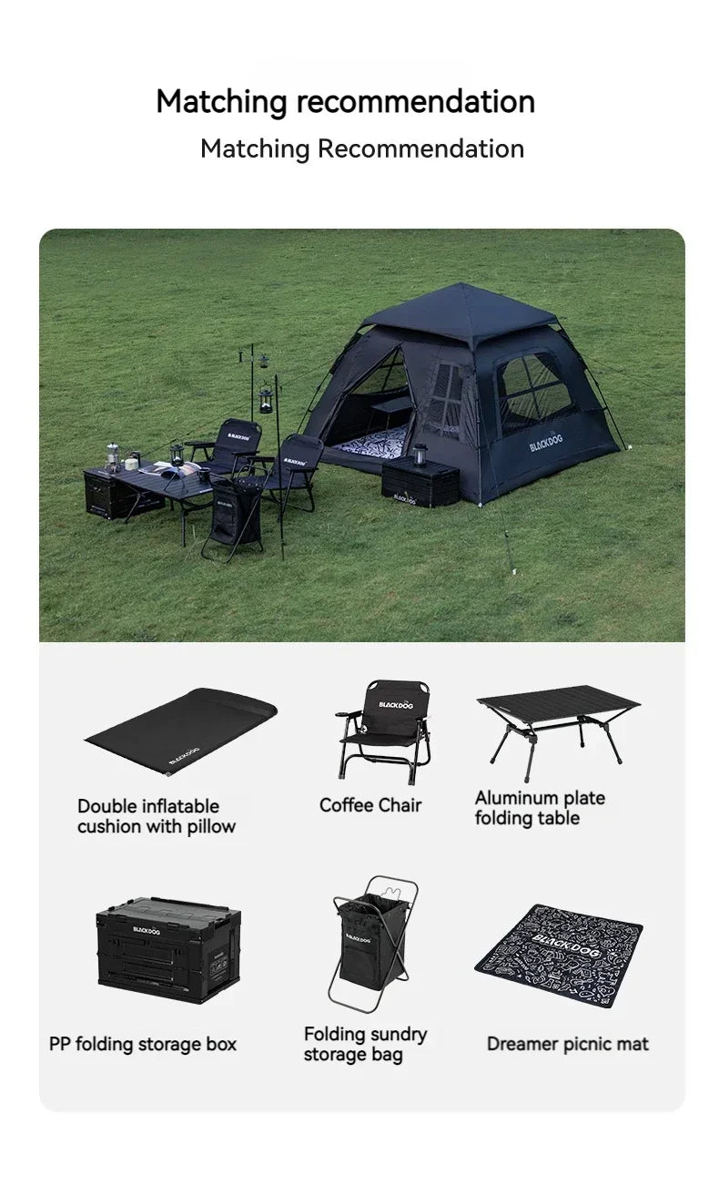 BLACK DOG 4-5people Waterproof Automatic One-touch Ultralight Portable Tent