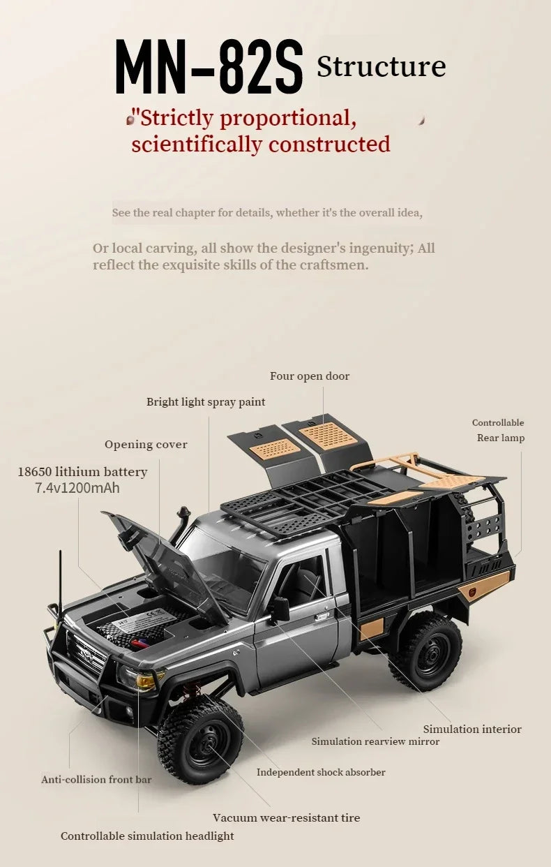 MN82S MN82 Pro Remote Controlled Climbing Off-road Vehicle 1:12 Full scale 4WD For Toyota LC79 Simulation RC Model Toy Rc Car