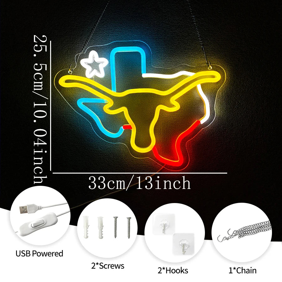 Texas Longhorn Neon Lights