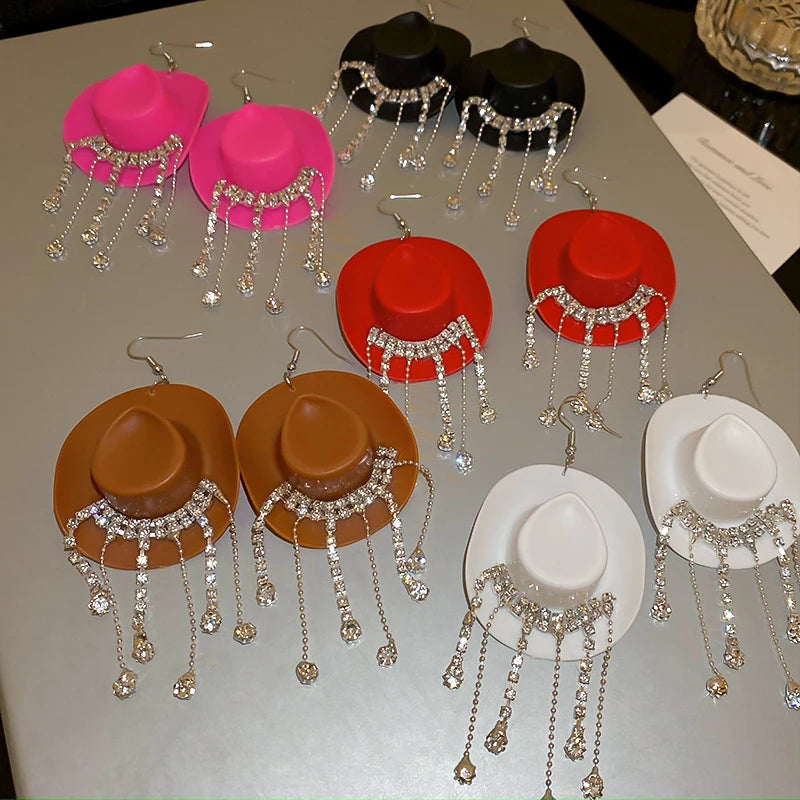Cowboy Hat Earrings Western Style