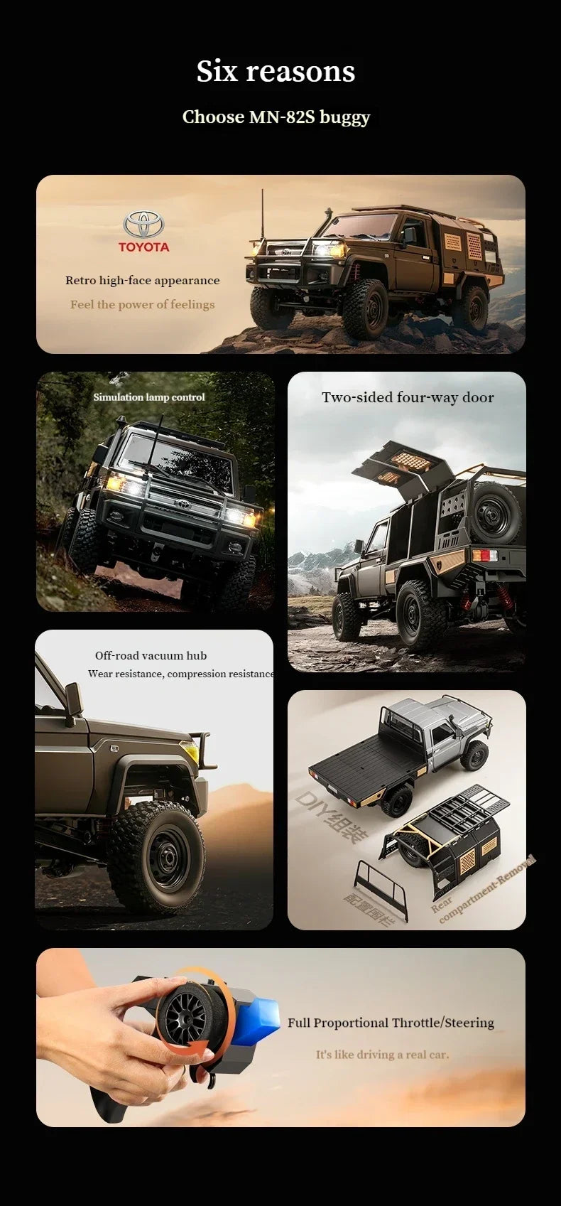 MN82S MN82 Pro Remote Controlled Climbing Off-road Vehicle 1:12 Full scale 4WD For Toyota LC79 Simulation RC Model Toy Rc Car