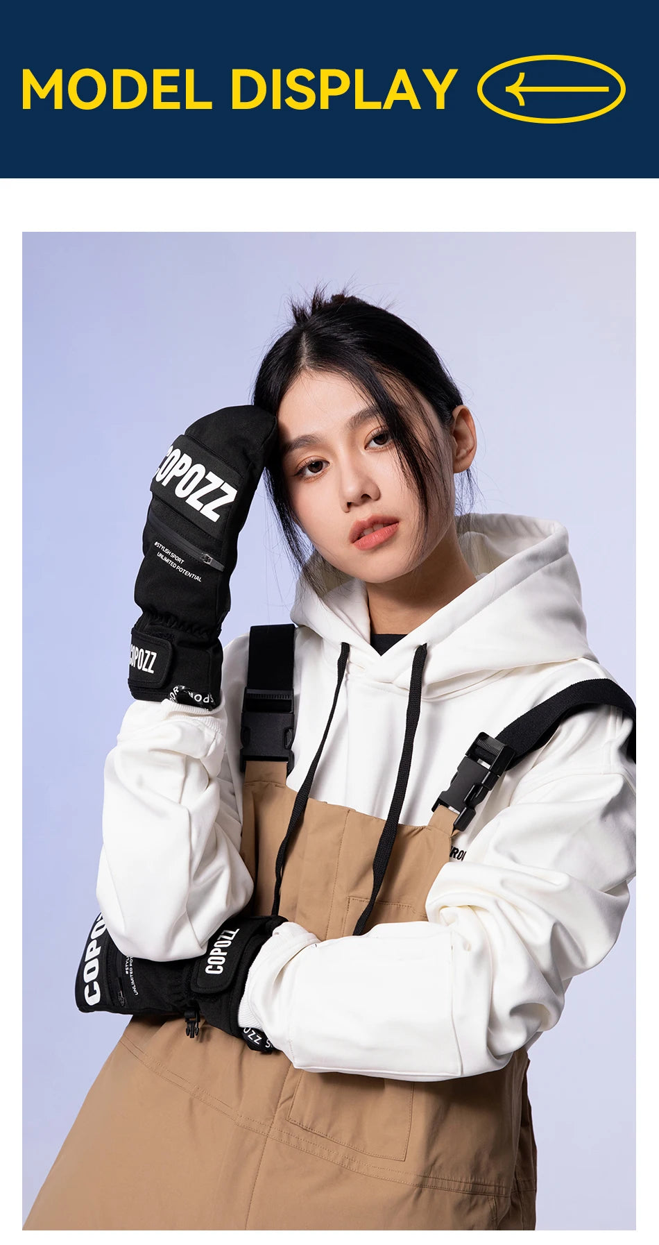 COPOZZ Upgrade Thicken Ski Gloves Winter Men Women 3M Thinsulate Thermal Snowboard Gloves Waterproof Warm Mittens Ski Gloves