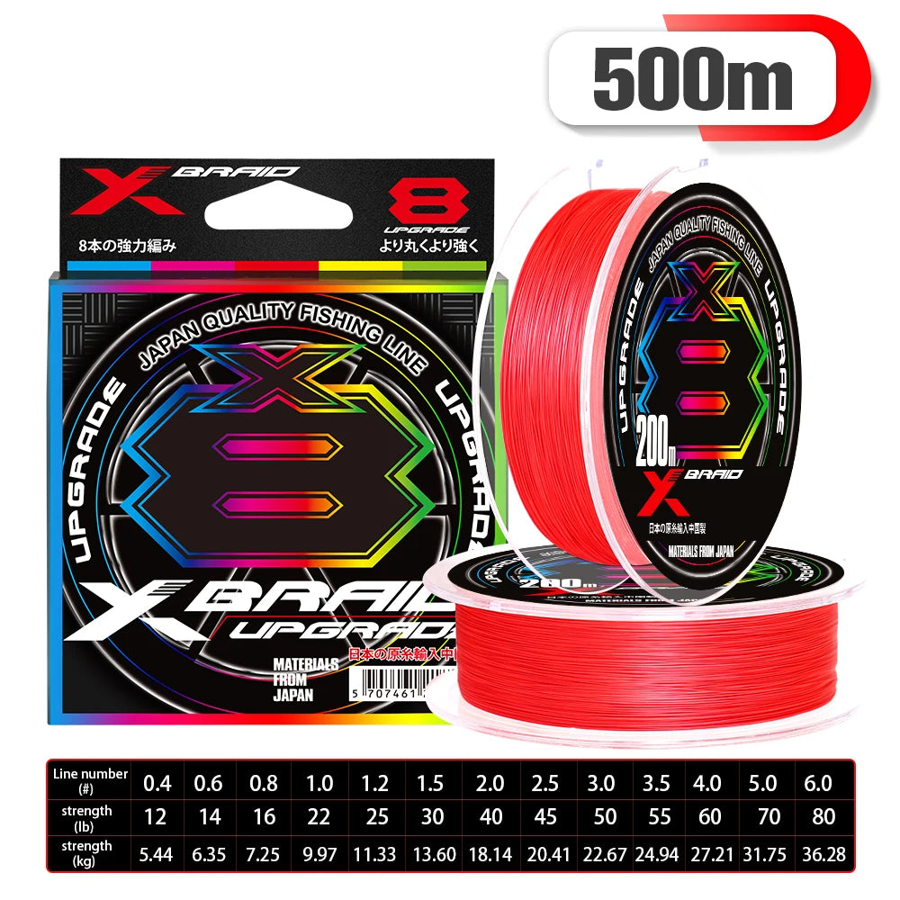 NEW Japan Original Xbraid Upgrade X8 Never Fade Multicolor Multifilament Line Fishing 1000M/500M/300M