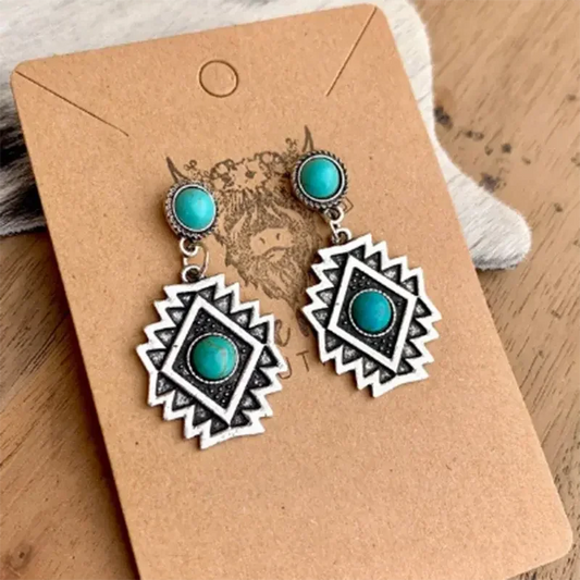 Aztec Handstamped Earrings