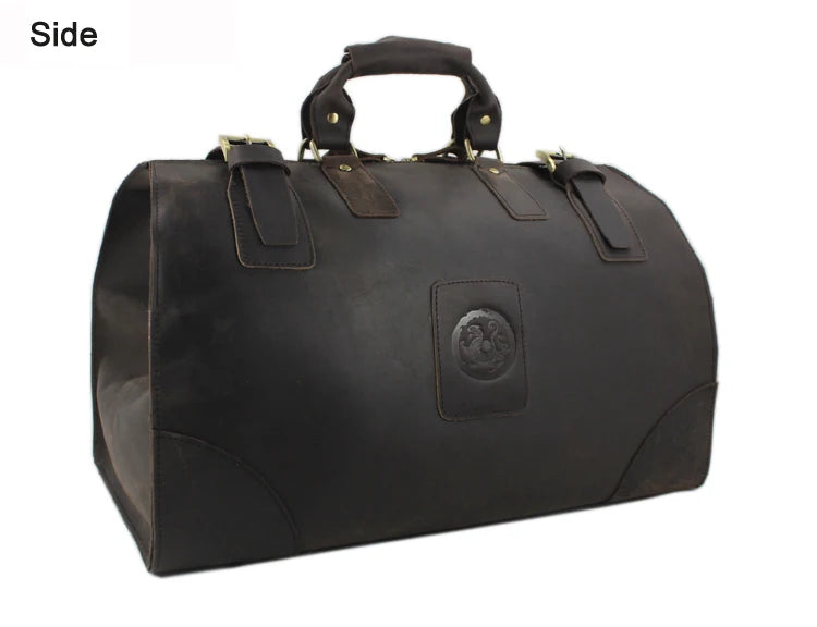 MUNUKI Vintage Crazy Horse Genuine Leather Travel bag