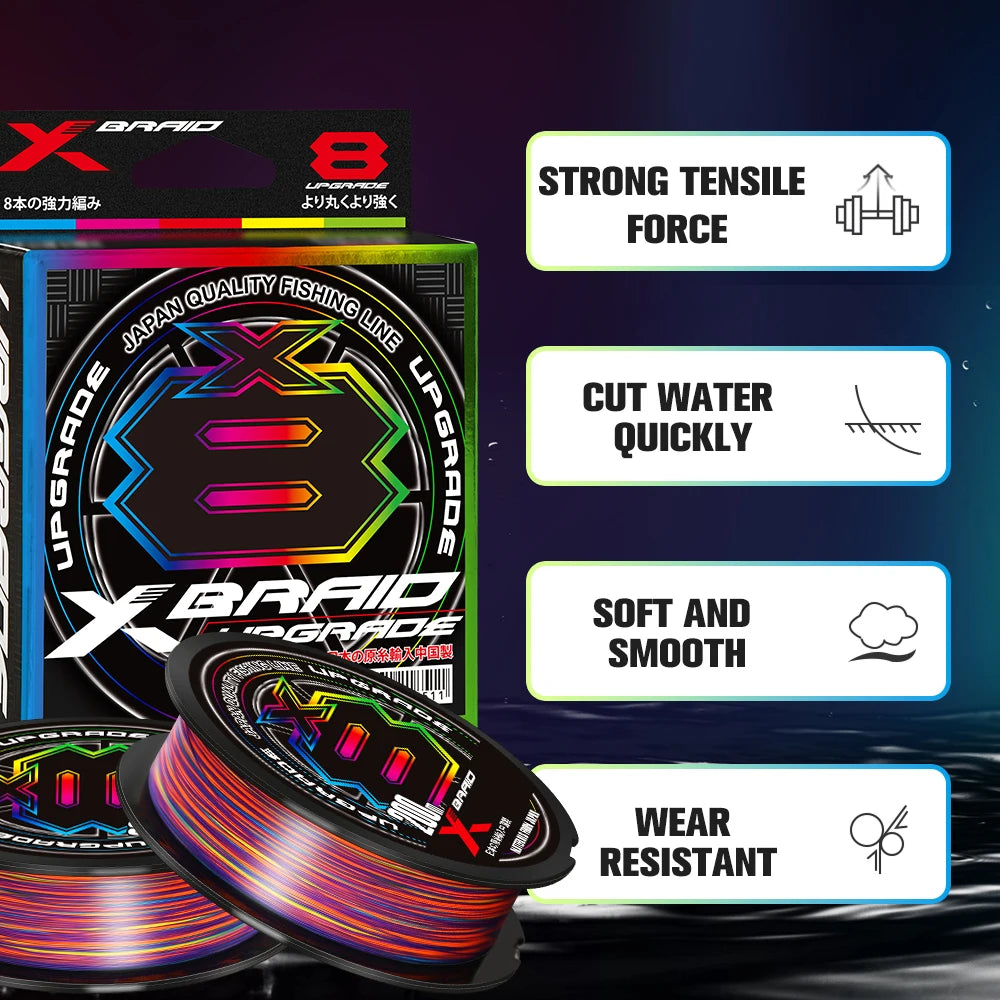 NEW Japan Original Xbraid Upgrade X8 Never Fade Multicolor Multifilament Line Fishing 1000M/500M/300M
