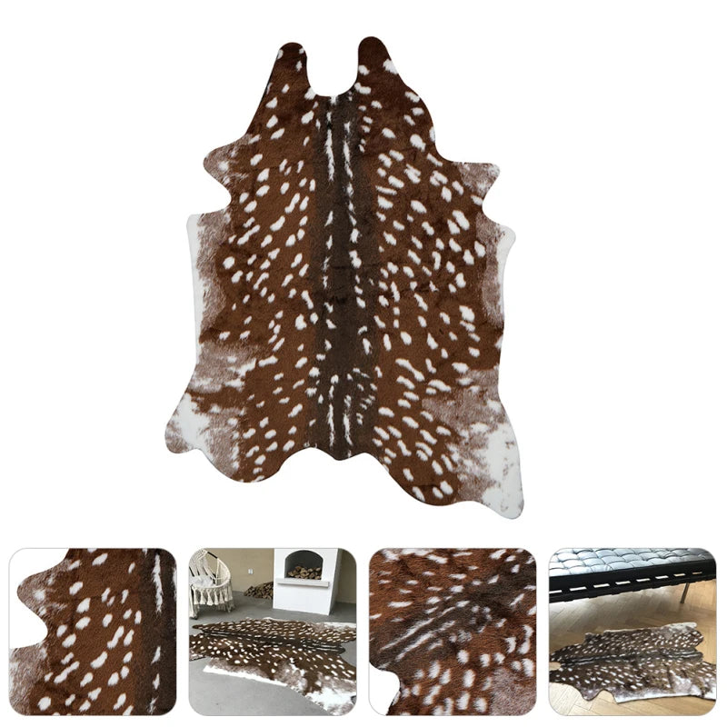110X90CM Deer Rug Sika Deer Hide Carpet Printed Rug Cow Hides and Skins Rug Cowhide Rug Skin Area Rug Deer Rug for Home