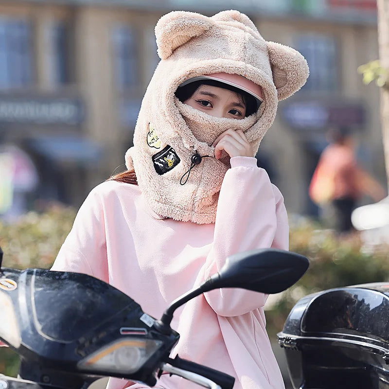 Animal Ear Ski Helmet Cover Bear Cat Ear Skiing Warmer Comfortable Soft Fleece Winter Warm Skiing Head Warmer Ski Accessories