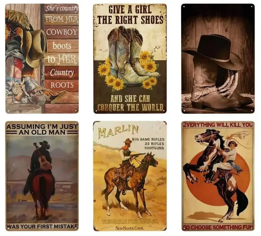 Cowboy Tin Signs House/Stables/Bar