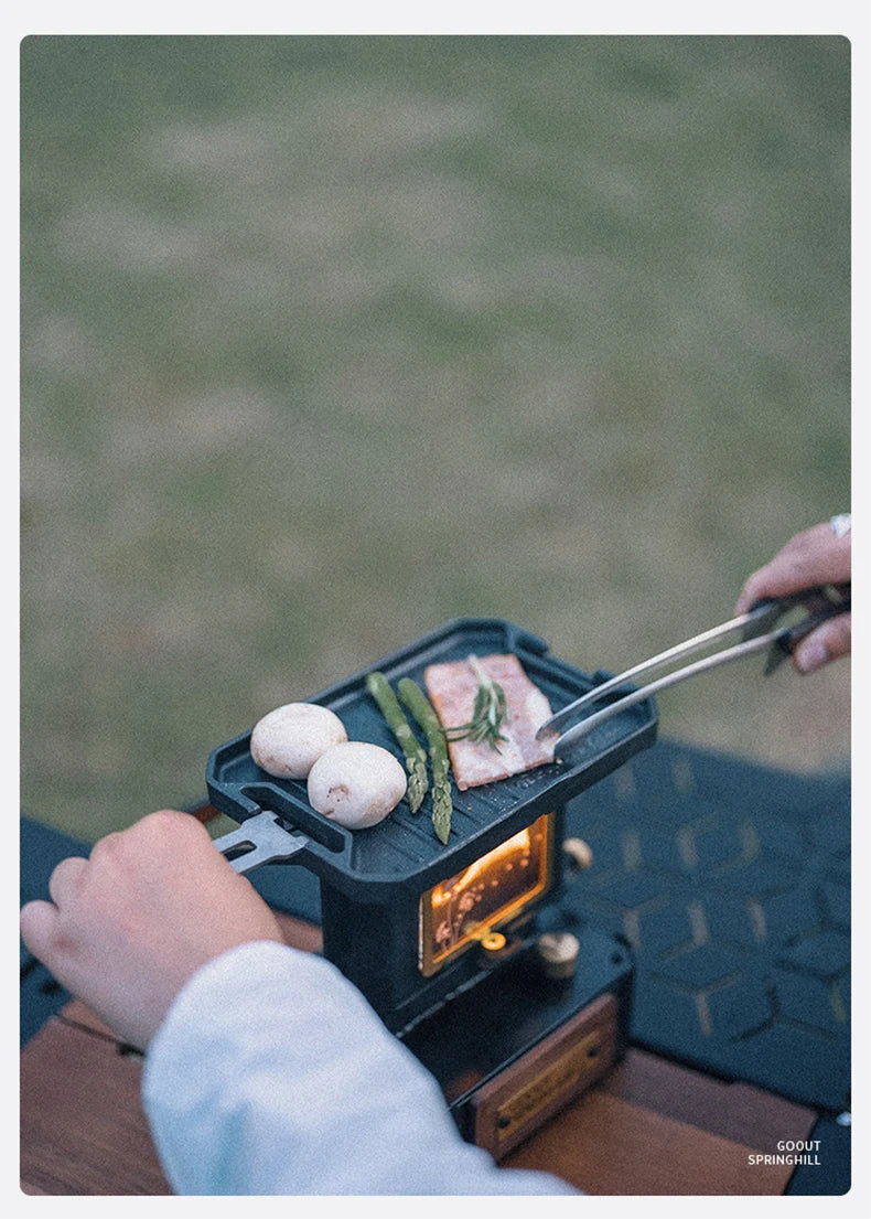 Mini Camping Grill Cast Iron Non-stick