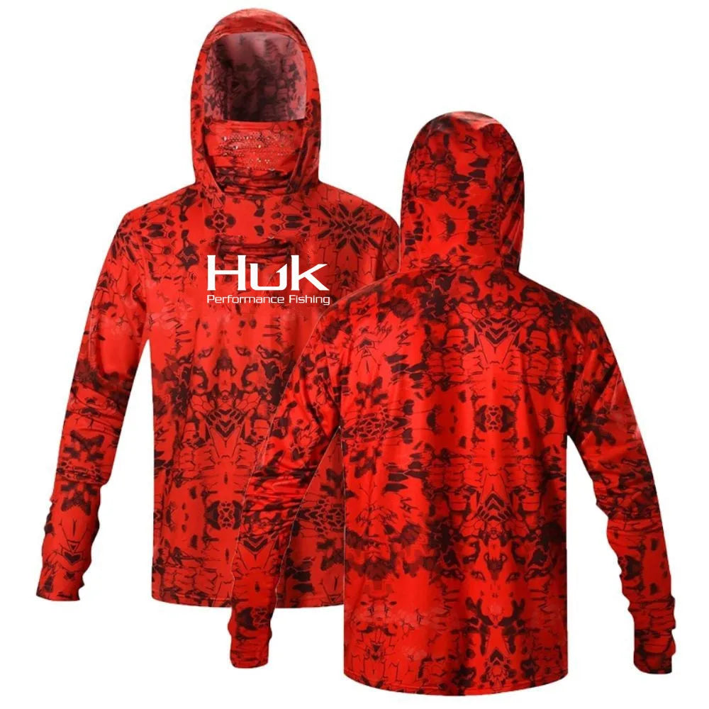 HUK Fishing Shirts UPF 50+ Face Mask Long Sleeve Jerseys