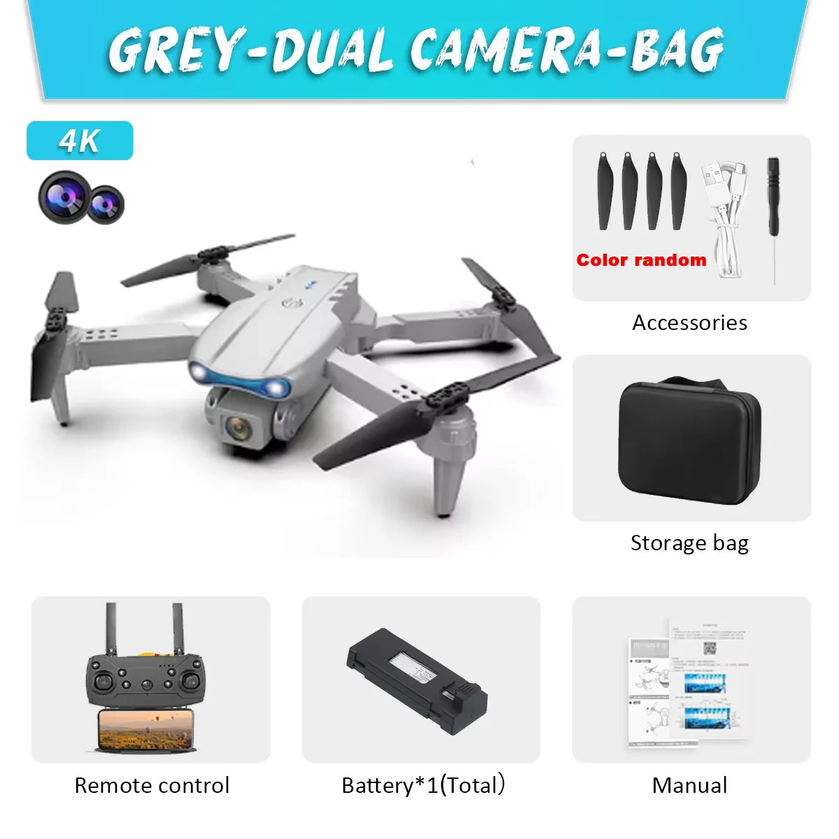 E99Pro Drone HD Professional 4k drone Dual Camera WIFI fpv Aircraft Quadcopte Obstacle Avoidance Aerial Photography Drone