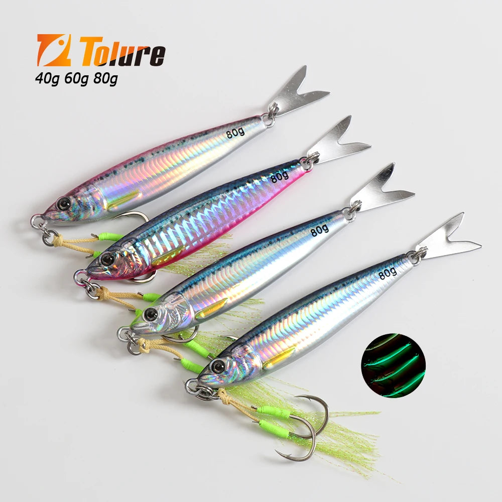 TOLU  Metal Jig Lure 20g 30g 40g 60g 80g