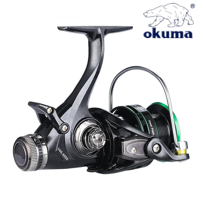 OKUMA Dual Brake Fishing Reel 20Max Drag Speed Ratio 5.2:1/14+1BB All Metal Wire Cup Spinning Wheel 3000-6000