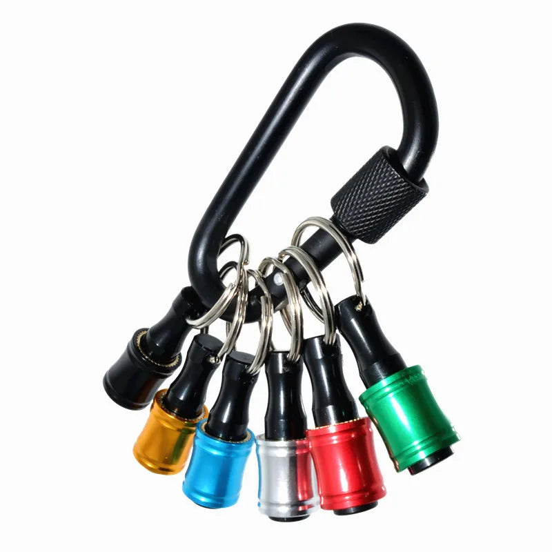 6pcs/Set 1/4" Hexagonal Shank Screwdriver Head Holder Extension Rod Key Chain Adapter Drill Bit Quick Replacement