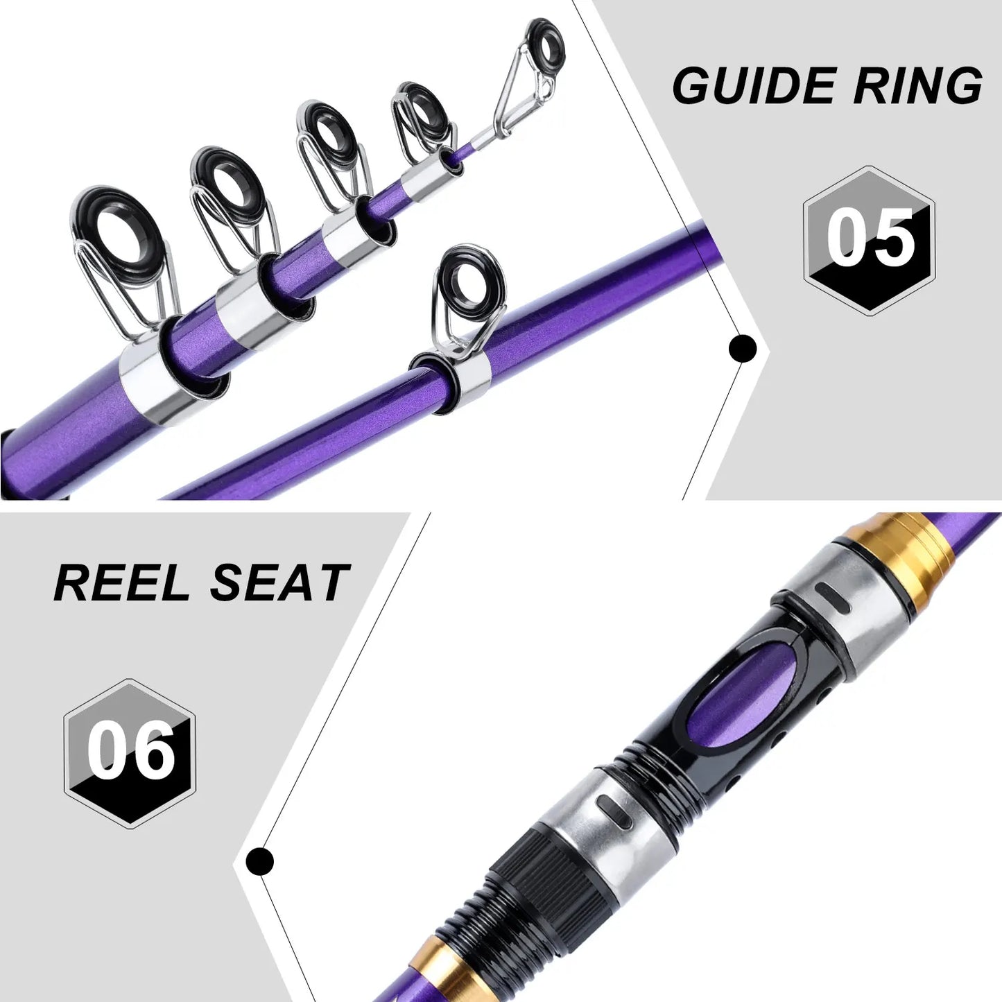 Soukayilang Purple Fishing Rod Combo Telescopic Fishing Rod and Spinning Reel