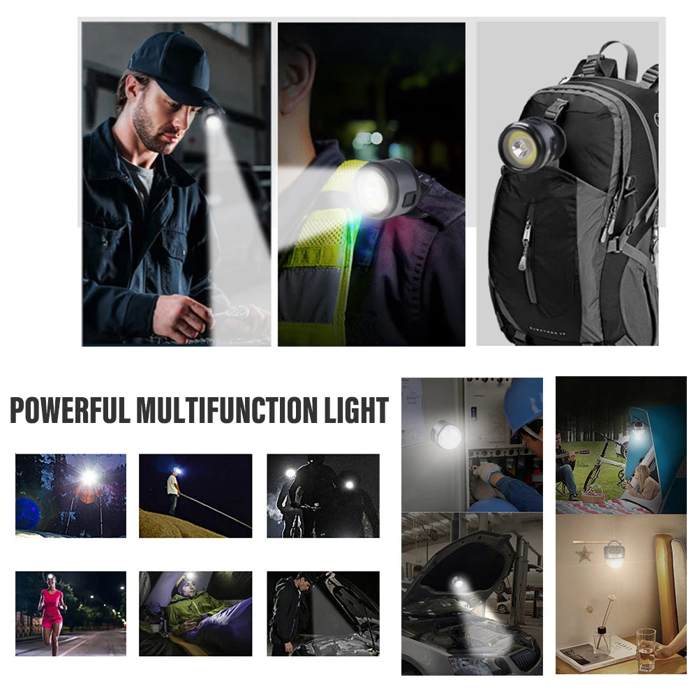 4 IN 1 Mini Multifunction XPG+COB Headlamp Rechargeable USB C Cap Clip With Strong Magnet Headlight For Outdoor Fishing Camping